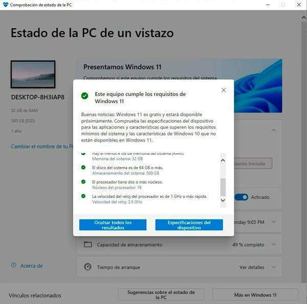 PC Healt Check, comprobador Windows 11