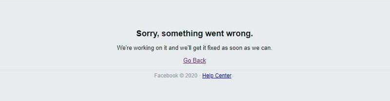 Sorry, Somethings went wrong, facebook